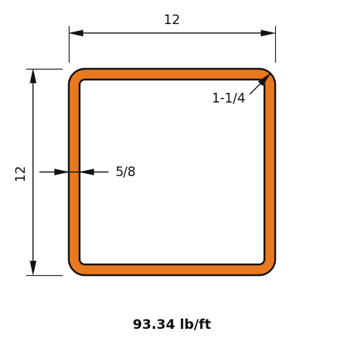 HSS12x12x.625