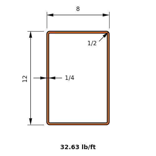 HSS12x8x.25