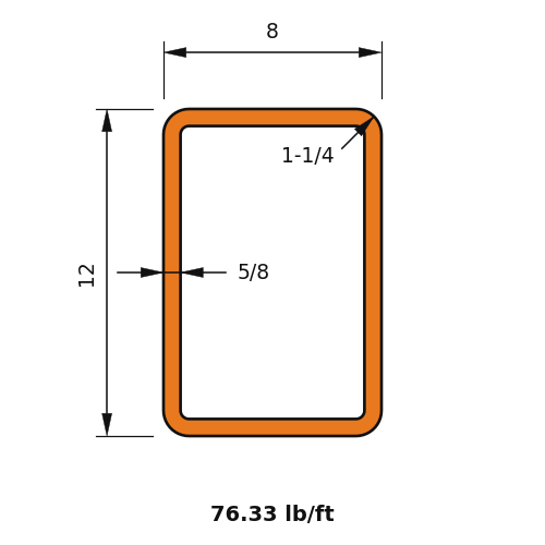HSS12x8x.625