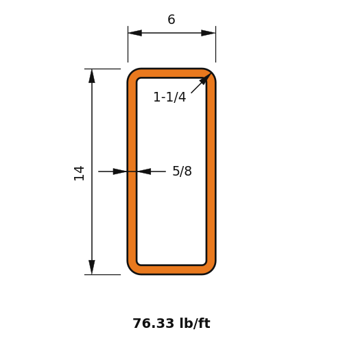 HSS14x6x.625