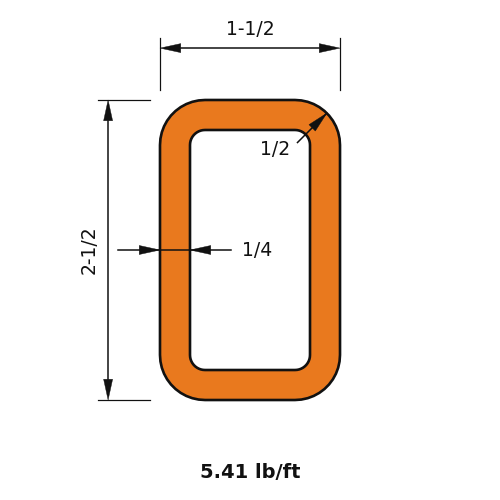 HSS2.5x1.5x.25