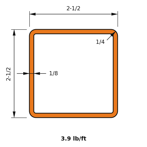 HSS2.5x2.5x.125