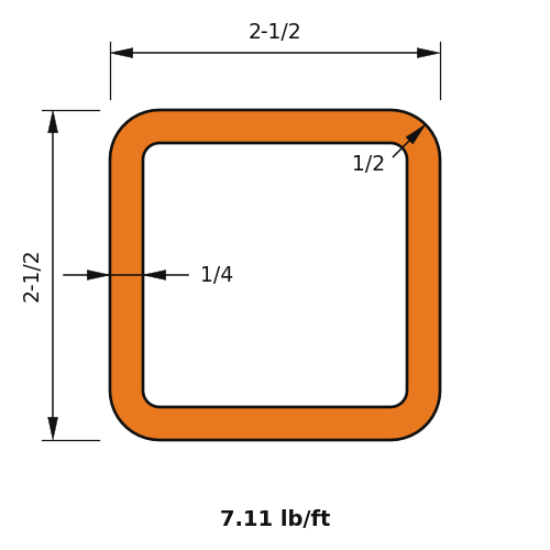 HSS2.5x2.5x.25
