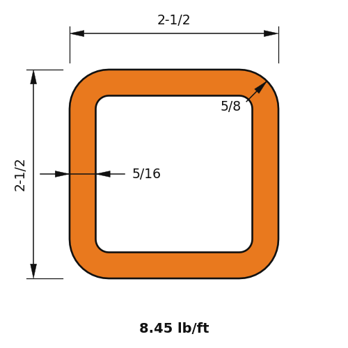 HSS2.5x2.5x.3125