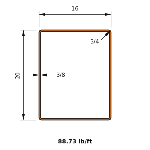 HSS20x16x.375
