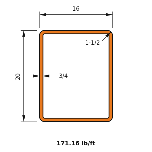 HSS20x16x.75