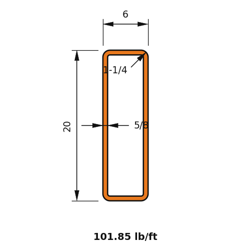 HSS20x6x.625