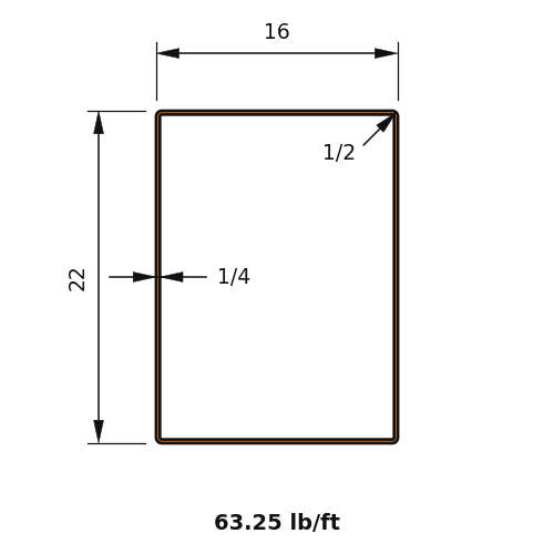 HSS22x16x.25