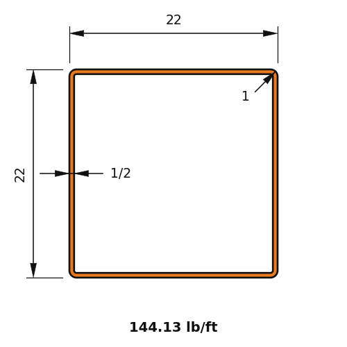 HSS22x22x.5