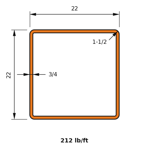 HSS22x22x.75