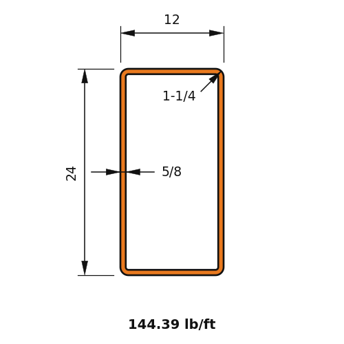 HSS24x12x.625