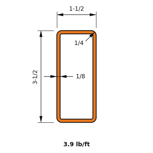 HSS3.5x1.5x.125