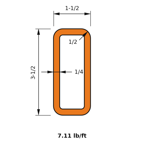 HSS3.5x1.5x.25