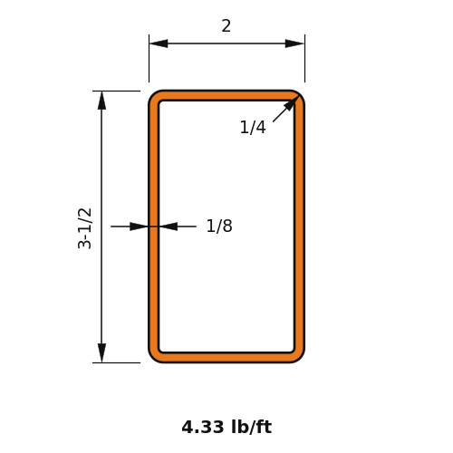 HSS3.5x2x.125