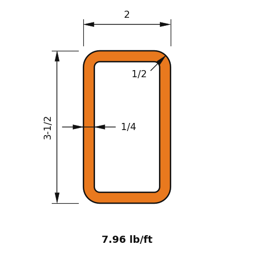HSS3.5x2x.25