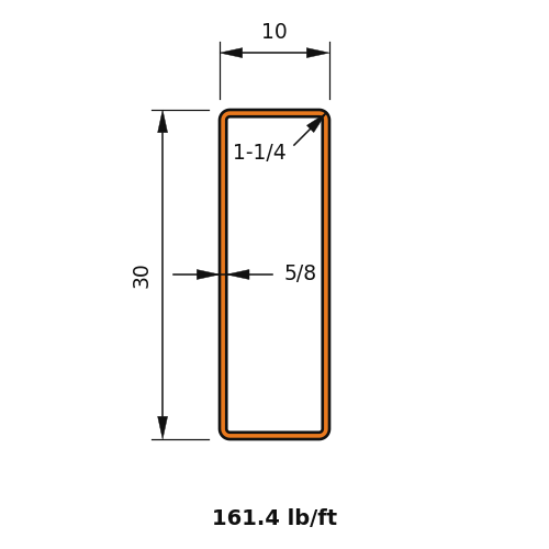 HSS30x10x.625