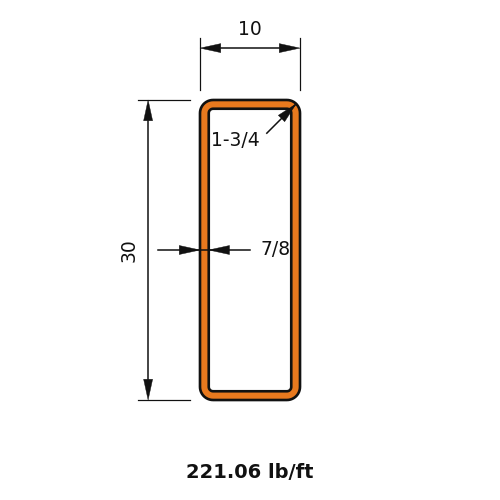 HSS30x10x.875