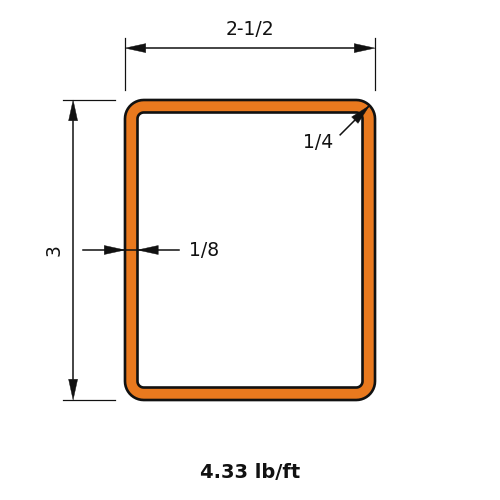HSS3x2.5x.125