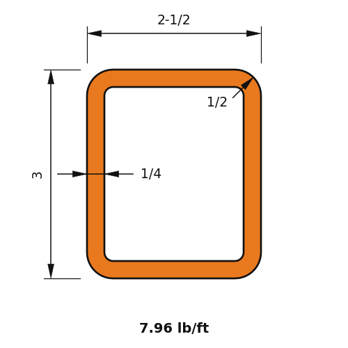 HSS3x2.5x.25