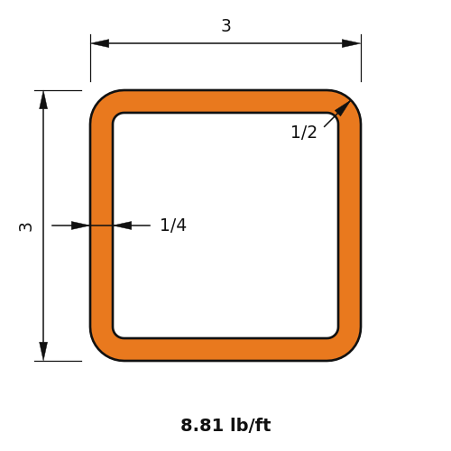 HSS3x3x.25