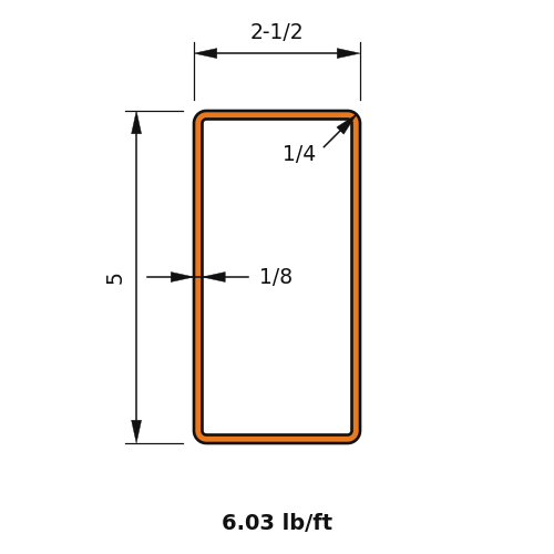 HSS5x2.5x.125