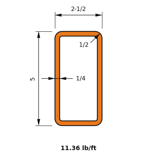 HSS5x2.5x.25