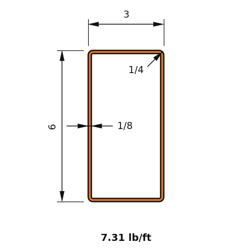 HSS6x3x.125