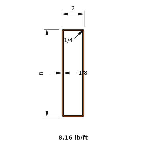HSS8x2x.125