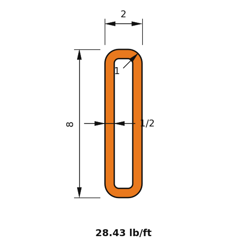HSS8x2x.5