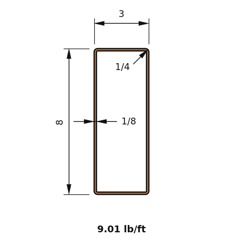 HSS8x3x.125