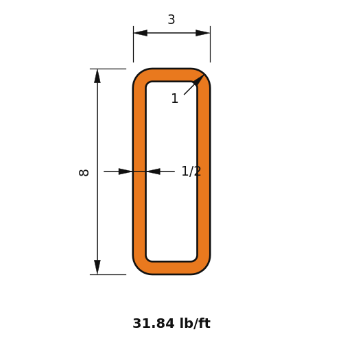 HSS8x3x.5
