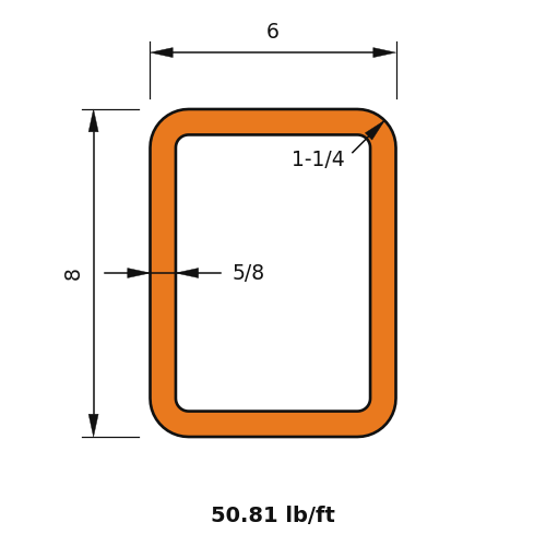 HSS8x6x.625